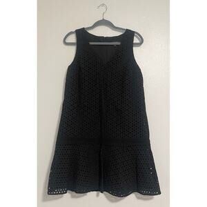 Banana Republic Black Lace Eyelet Drop Hem Sleeveless Dress Size 8